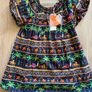 Coniglio Tropical Print Baby Doll in Black with Green & Orange